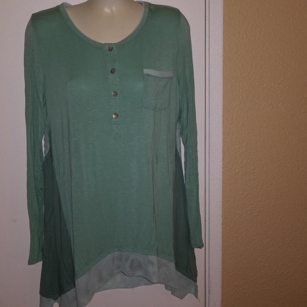 Logo Slub Knit Top With Mesh Trim
